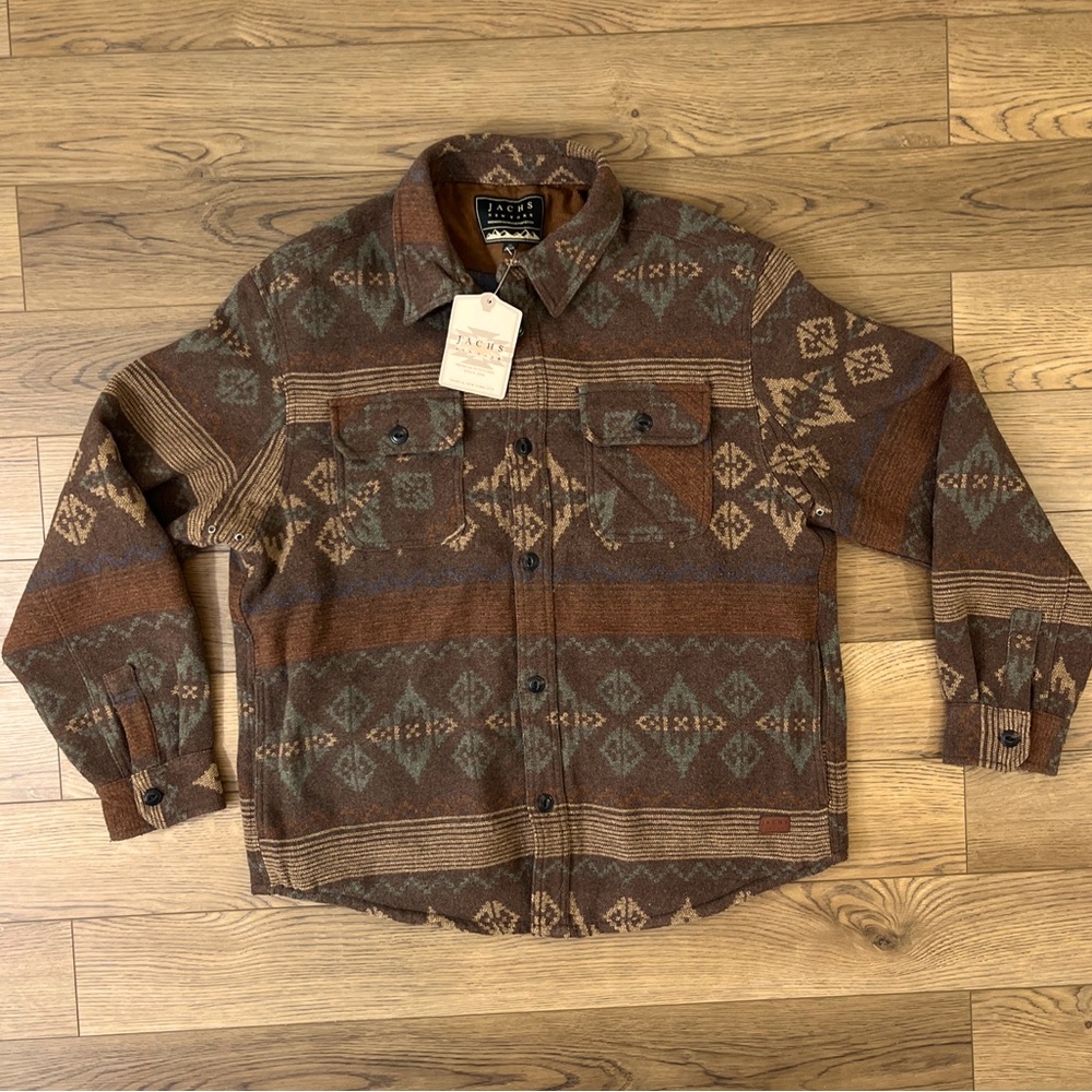 Jachs New York Black Sherpa Lined Wool Blend Shirt Jacket Retail Men XL NWT